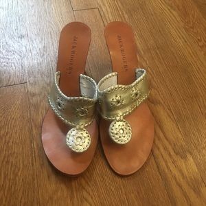 Jack Rogers High Wedge Silver Sandals Size 8